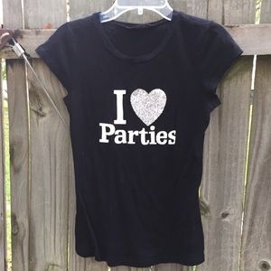 ‘I Love Parties’ Shirt, Sz S/M (Juniors)